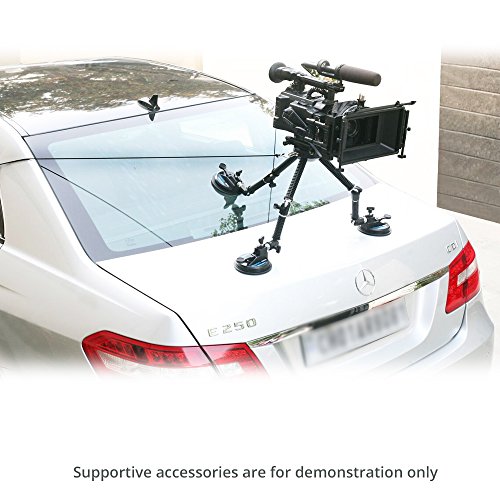 CAMTREE G-51 Professional Gripper Campod Car Mount Stabilizer - Black Triple Vacuum Suction Cup for DSLR Video Camera up to 20kg/44lbs | Free Safety Cable & Protective Bag
