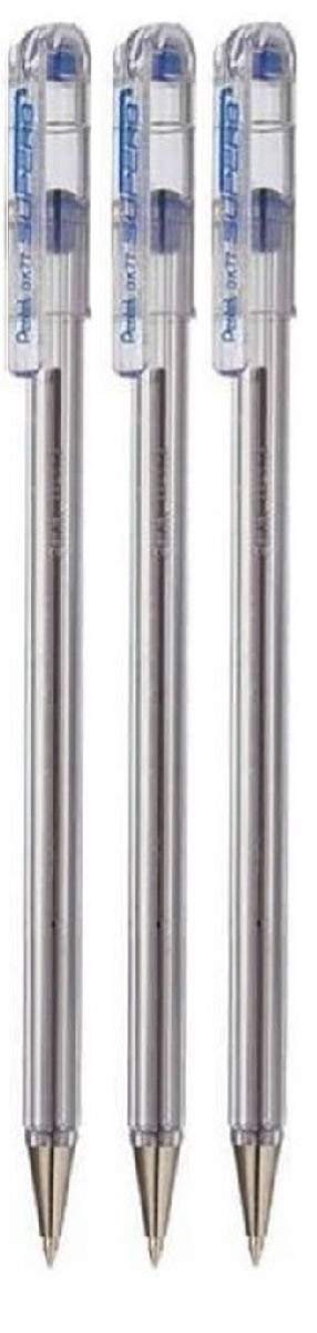 Pentel Superb Ballpoint Pen Ball Point Pens 0.7mm Nib Tip 0.25mm Line Width Fine Line Refillable Ink BK77 - Blue Ink (3)