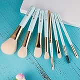 amoore 8 Pcs Makeup Brush Makeup Brushes with Case Makeup Brush set Foundation Brush Powder Brush (8 Pcs, Mint Green)
