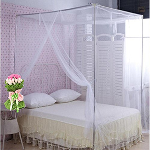 Vibola Bed Canopy Bed Canopy Mosquito Net Queen King Size Netting Mosquito Tent Canopy moustiquaire (White)