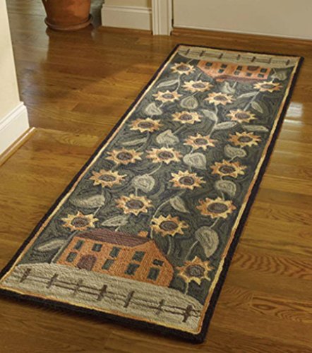 Park Designs House and Sunflower Hooked Rug Runner, 24 x 72"
