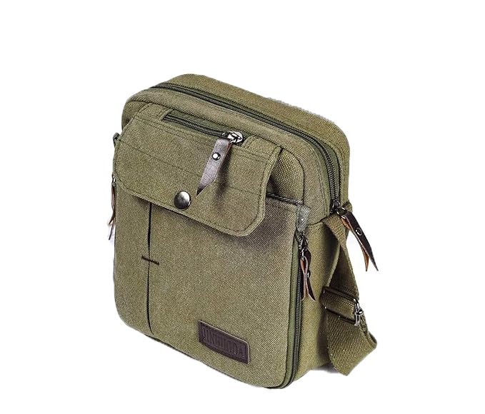 Men's Canvas Messenger Bag,Casual Shoulder/Chest Bag,Travel Carry Bag,Multi-pocket Purse Handbag Crossbody Bags,Vintage Lightweight Small Satchel,Khaki