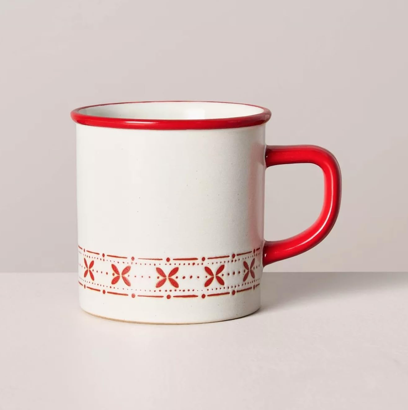 Photo 1 of Hearth & Hand with Magnolia 9.5oz Fair Isle Stripe Stoneware Christmas Mug Red