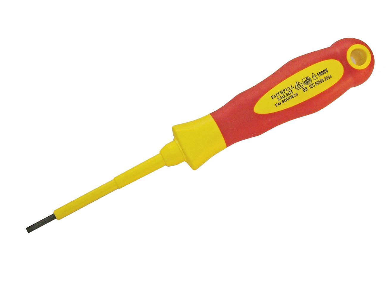 Faithfull FAISDVDE35 3.5 x 100 mm VDE Soft Grip Parallel Slotted Tip Screwdriver