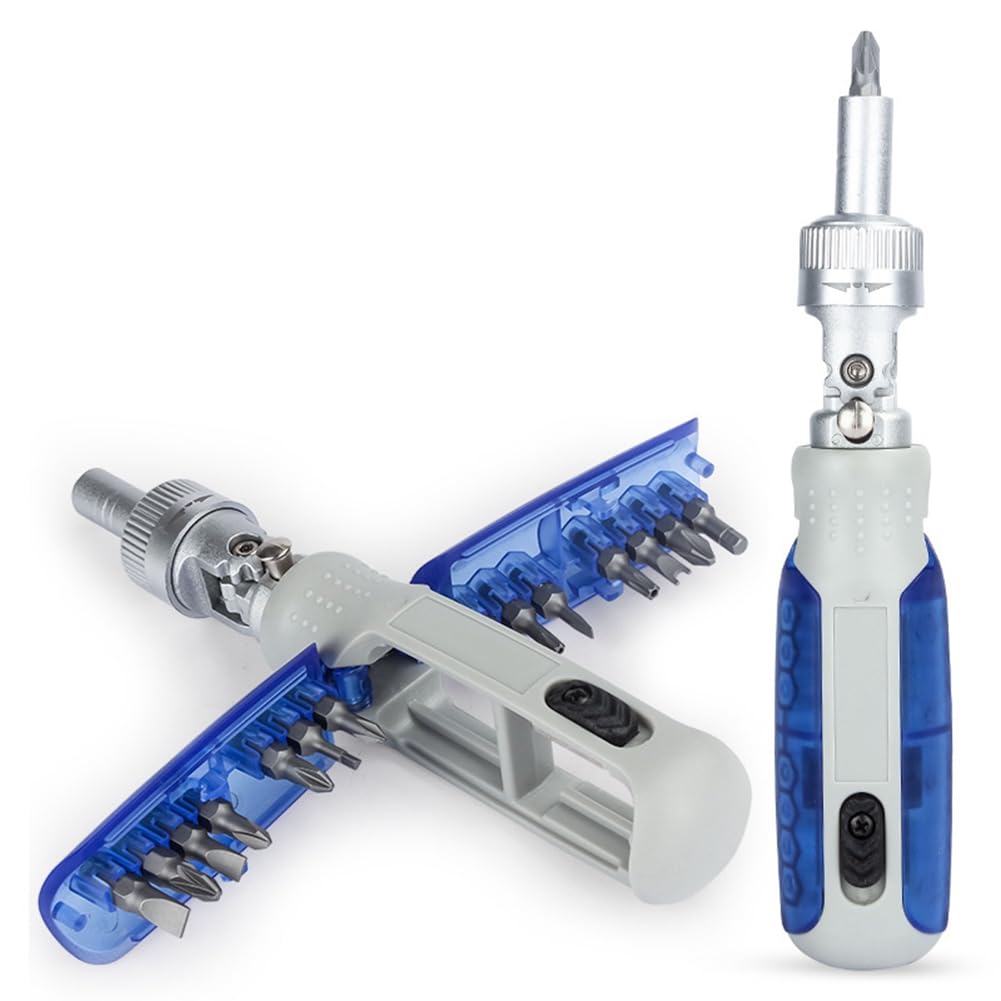 Rensimote Multi Angle Bidirectional Ratchet Screwdriver Set 15 in 1 Torx Magnetic Screw Driver Bit Screwdrivers Easy to Use B