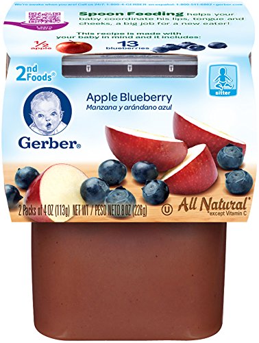 Gerber 2nd Foods Apple Blueberry, 4 Ounce Tubs, 2 Count (Pack of 8)