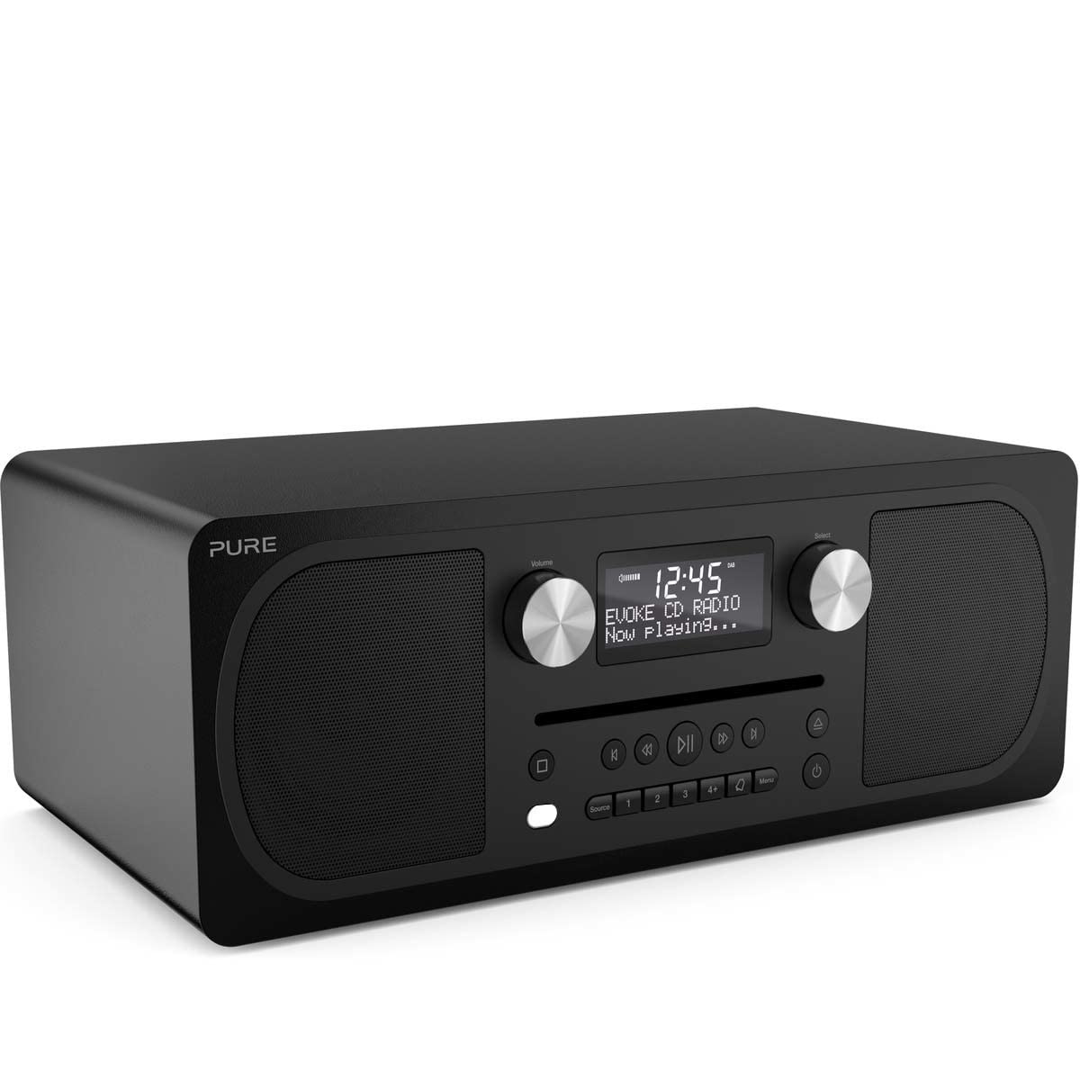 Pure Evoke C-D6 All-in-One Music System with DAB/DAB+/FM Digital Radio – Bluetooth Music Streaming, Dual Alarms and CD Player – Siena Black
