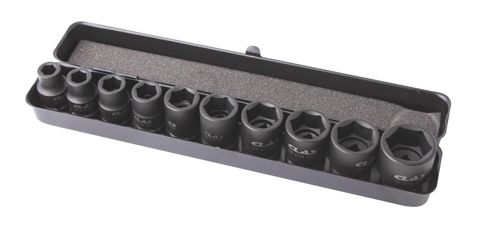 10 Impact Socket Kit 10-27 mm, 1/2 inch Drive