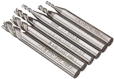 6pcs 2-6mm 4 Flute Milling Cutter HSS End Mills Engraving Tools
