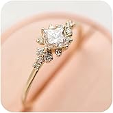 WDIYIEETN Vintage Ring Gold Engagement Ring Diamond Wedding Ring 14k Gold Milgrain Band for Women (8)