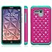 Fierce XL Case, OneTouch Flint Case, EC Hybrid [Dual Layer] [Drop Protection] Studded Rhinestone Crystal Bling Protective Case Cover For Alcatel OneTouch Fierce XL/Pixi Glory 4G LTE(Rose+Teal)