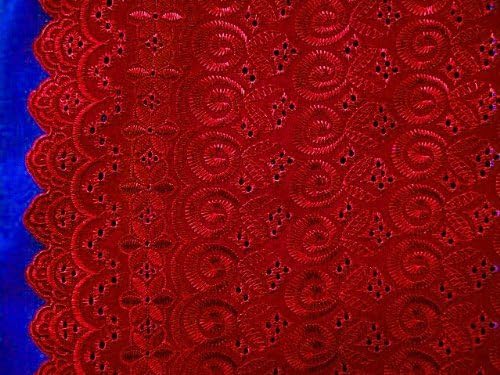 Red Allover Cotton Eyelet Embroider Fabric 44" by The Yard