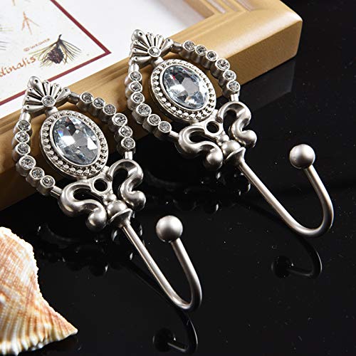 Isali 2 Pieces New Crystal Ball Metal Curtain Hooks Tassel Wall Tie Back Hanger Holdback Holder cp108&20 - (Color: color04, Length: See Description)