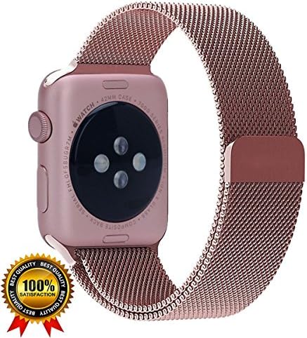 Apple Watch Band Milanese Loop 38mm Replacement Band Series 1 2 3 Nike+, Stainless Steel Mesh Dle Electroplated Magnet Band for Apple iWatch with Updated Magnetic Clasp Hold (Rose Gold)
