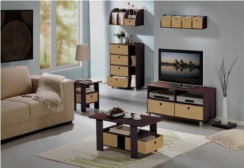 Amazon Com Furinno Multipurpose Storage Cabinet W 4 Bin Drawers Espresso Brown Furniture Decor