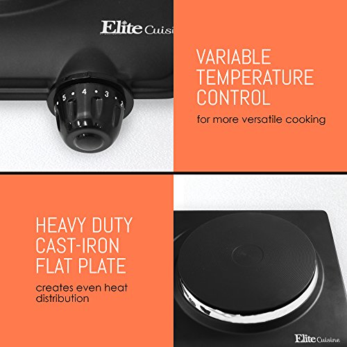 Elite Gourmet ESB301BF Countertop Single Cast Iron Burner, 1000 Watts