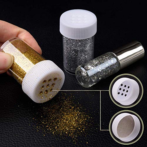 Allwon Glitter Powder Sequins Loose Eyeshadow Glitter Powder Shakers for Slime Scrapbooking Face Body Nail Art Holiday Crafts (12 Boxes)