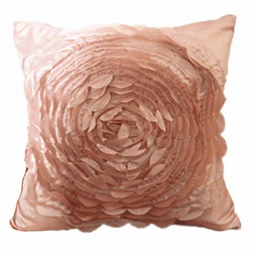 Juanshi Set of 2 Piece Decorative Flower Throw Pillow Cover Cushion Case Color Pink