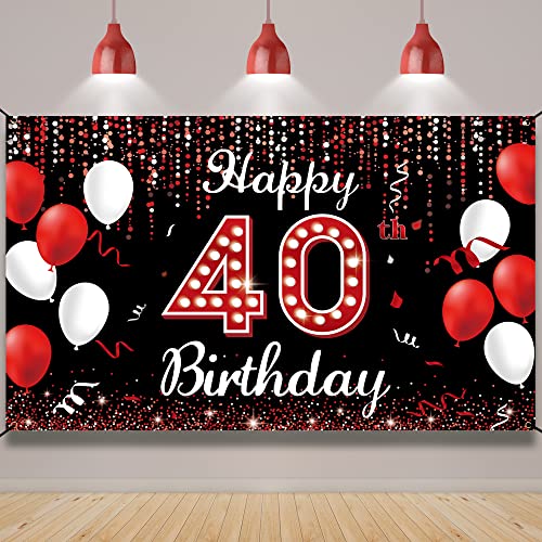 40 Birthday Decorations Backdrop Banner, Happy 40th Birthday… at Amazon