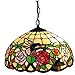 Amora Lighting Tiffany Style AM019HL16 Hummingbirds Floral Hanging Lamp Wide 16 in
