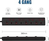 EXTRASTAR 4 Way Extension Lead Individually Switched 13A Fused 1M Black view 2