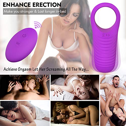 Vibrating Cock Ring, Remote Control 9-Speed Penis Ring Vibrator Medical Silicone Waterproof Rechargeable Powerful Vibration Sex Toy for Male and Couples