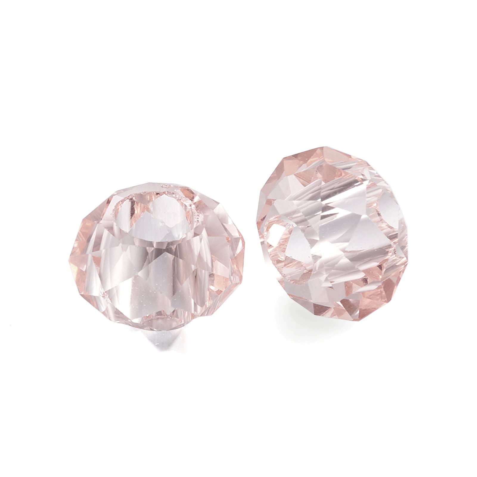 Beadthoven 100pcs Glass European Beads - Large Hole, Faceted Rondelle, Fit for 5mm Snake Chain Bracelets & Necklaces - Jewelry Making - 14x8mm