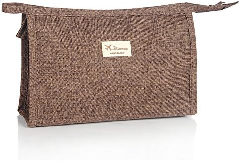 Portable Cosmetic Bags with a Small Mirror Makeup Tools Organizers Washing Storage Bag for Traveling (Coffee)