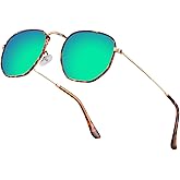 Hipster Hexagonal Polarized Sunglasses Men Women Geometric Square Small Vintage Metal Frame Retro Shade Glasses