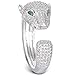 EVER FAITH Silver-Tone Zircon Art Deco Leopard Head Cuff Ring Clear