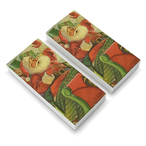 Christmas Holiday Retro Antique Santa Sleigh Eraser Set of 2