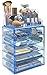 Sorbus Acrylic Makeup Organizer Set, 6-Drawer Vanity & Countertop Cosmetic Storage with Small & Wide Compartments, Blue Brilliance Makeup Storage for Brushes, Jewelry – Holiday Gift for Women & Teens
