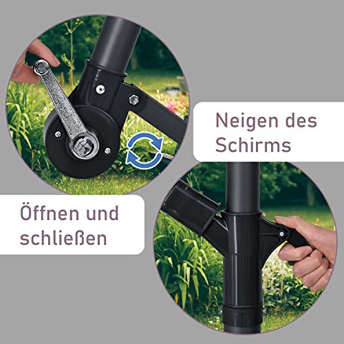 Juskys Ampelschirm Brazil 300 cm Kurbel Ständer — UV-Schutz wasserabweisend knickbar — Sonnenschirm Marktschirm… – Bild 4