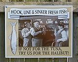 Three Stooges Fresh Fish Tin Sign 16 x 13in