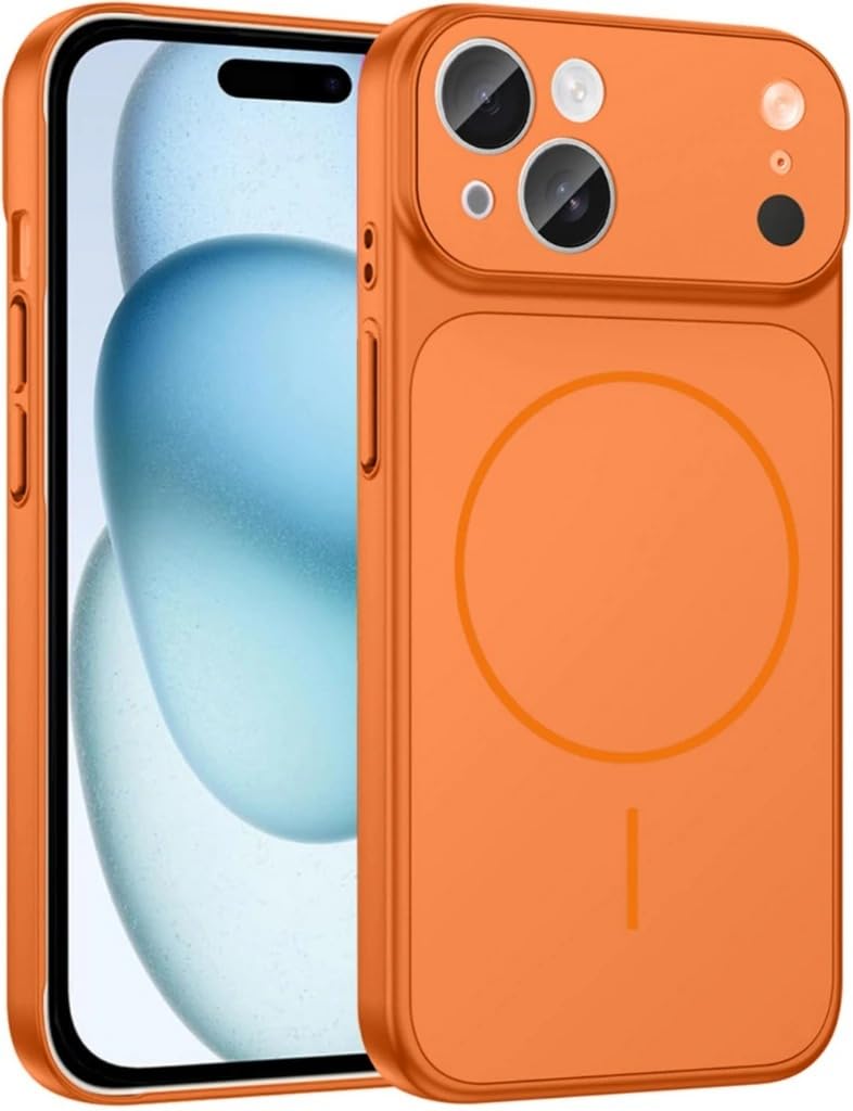 Erams Online for iPhone 13 |Convert to 17 pro /17 Pro Max Style Premium Back Glass Converter Cover Magnetic Case for iPhone 13 |Convert to 17 pro /17 Pro Max (Orange)