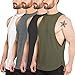 PAIZH Men's 4 Pack Fitness Workout Tank Tops Gym Cotton Tshirts Sleeveless