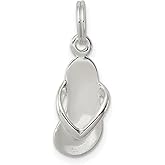 925 Sterling Silver Flip Flop Charm Pendant - 19x8mm - Summer Sandal Pendant - Flip Flop Necklace for Women