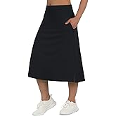 beroy Women 28" Long Skorts for Woman with 2 Pockets Modest Skirt with Shorts Underneath High Waisted Long Skorts