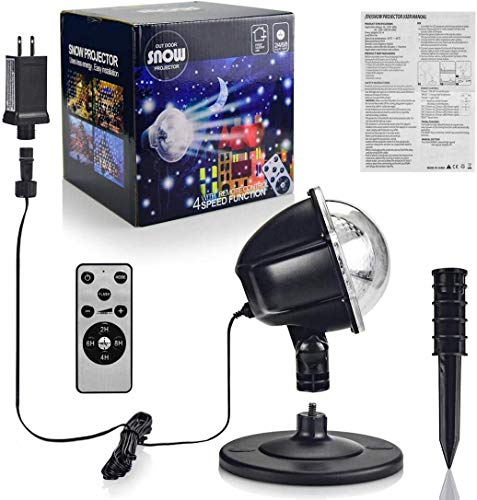 Christmas Snowfall Projector Light, TOFU LED Snow Projector Outdoor Holiday Lights IP65 Waterproof with Remote Control Dynamic Falling Snow Effect for Garden, Party, Halloween Landscape Decoration