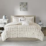 Intelligent Design Raina Comforter Set, Full/Queen, Ivory/Gold