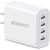 4-Port USB C Charger Block, 40W Multiport USB C Wall Plug PD Type-C Power Adapter Fast Charging for iPhone 17/16/15/14/13/12/