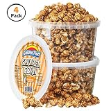 Crunchy Caramel Popcorn Tubs With Peanuts [Pack of 4, 8 oz] | BONUS Bag Of Honey Roasted Peanuts | Resealable Plastic Containers, Sweet Flavor & Thin Caramel Coating