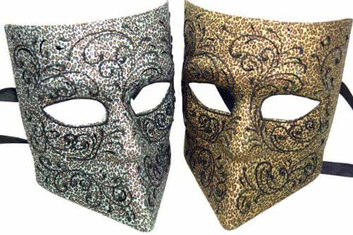 NEW Classic Vintage Venetian Gladiator Full Mask Design Laser Cut Masquerade Mask for Mardi Gras or Halloween - 2pc Set Gray &amp; Yellow