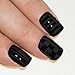 False Nails Bling Art French Fake Black Matte Justice Squoval 24 Medium Tips
