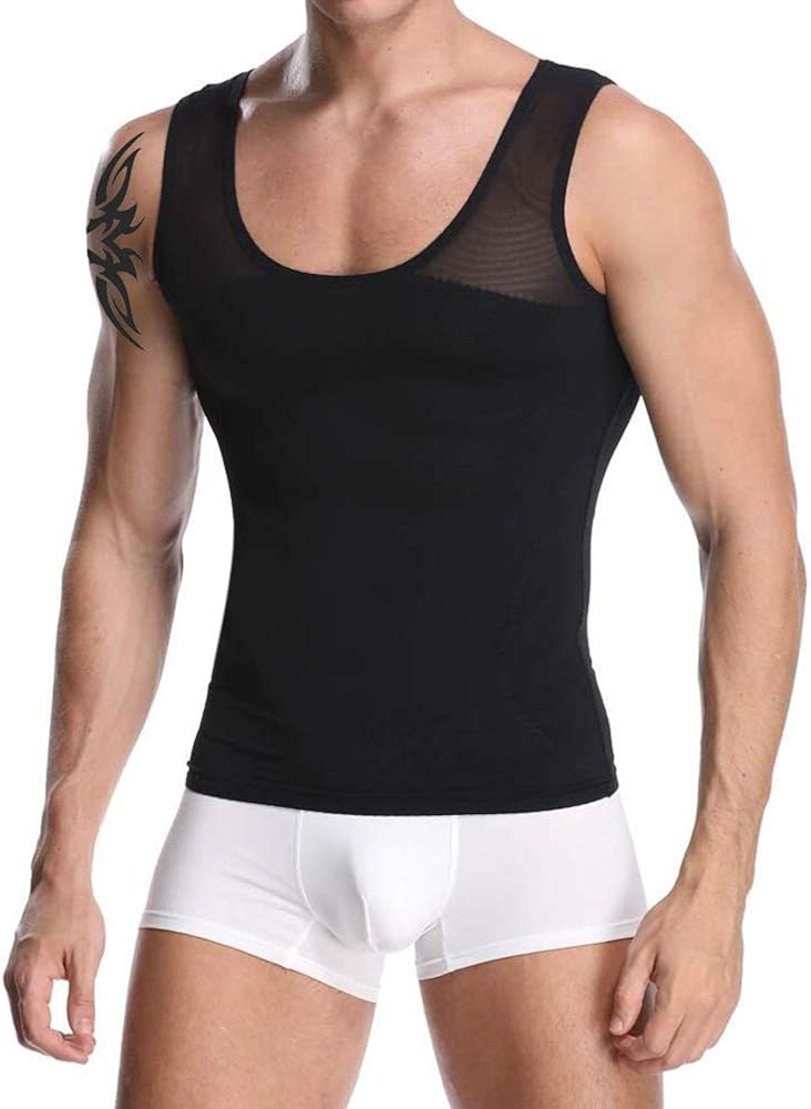 HANERDUN Herren Sportshirt Body Shaper Brust Kompression Shirt