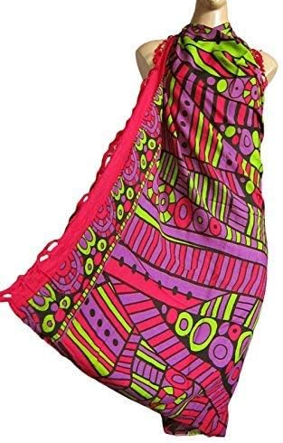 Sarong Bali In Viscosa | Telo Spiaggia Pareo Gonna A Loop | 170x110 Cm Con Frange | Verde Sar15 - 4