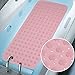 Bath Mat, Bluesim Non Slip Shower Bathtub Mat Non Skid Bath Mat Baby With Mold Resistant Non Sikd Anti slip Powerful Suction Cups & Superior Grip, 16”39”,pink