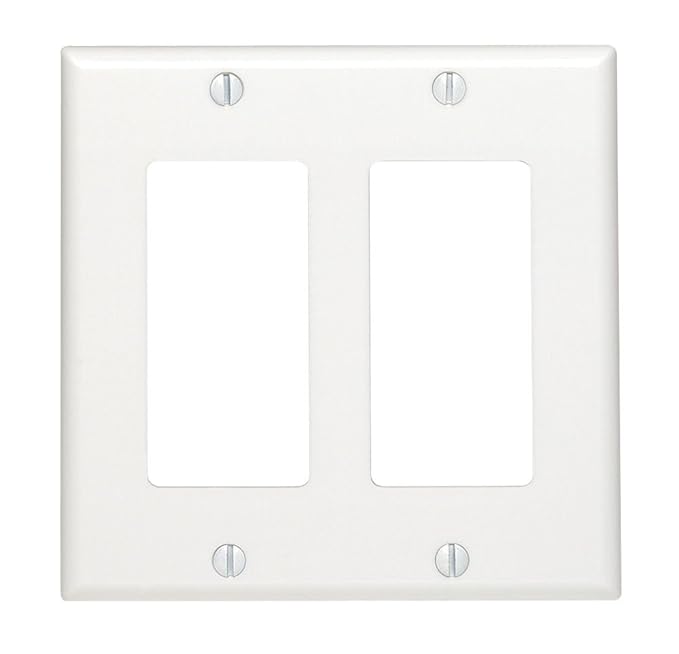 Leviton 80409W 2Decora/Gfci Standard Size Wall Plate, 2 Gang, 4.5 In