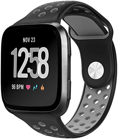 NO1seller Top Compatible Bands Replacement for Fitbit Versa Smart Watch Women Men Small Large, Soft Silicone Sport Strap with Ventilation Holes Replacement Accessories Wristband Black Gray Red