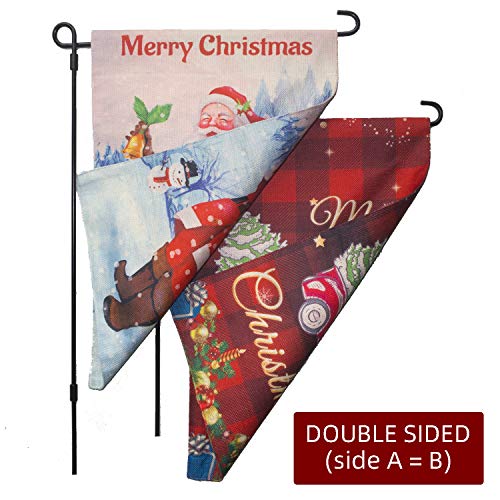 GrainBuds 2 Packs Garden Flag Poles, Garden Flag Stand for 12x18 Inches Flags, Yard Decor(Poles and Flags, 2 Packs)